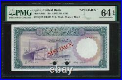 Syria 1974 100 Pounds Specimen P#98ds PMG UNC 64 EPQ TOP POP ONLY ONE