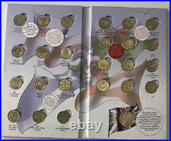 Three Pieces Of Royal Mint Albums Full With 24 Circulated £1 Coins + Medallion