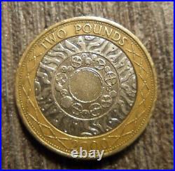 Two pounds coin 2000 Standing on the shoulders of Giants with 1 minting error