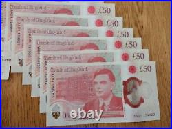UNC £50 Fifty Pounds Turing Mint # AA01 # First Run. Consecutives Available