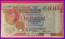 UNC Rare one hundred pound BANK OF IRELAND note, 1992, Prefix A