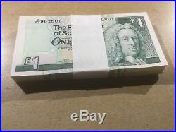 UNCIRCULATED Scottish £1 One Pound Banknote Wad Bundle Bulk 100 British Notes 1