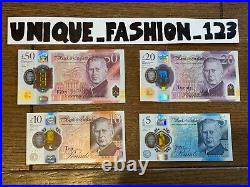 Uncirculated Full Set £5 £10 £20 £50 Pound Notes King Charles III Polymer AA