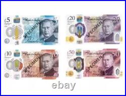 Uncirculated Full Set £5 £10 £20 £50 Pound Notes King Charles III Polymer AA