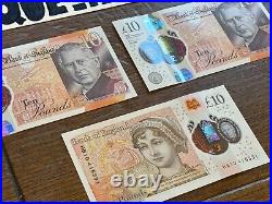 Uncirculated Full Set £5 £10 £20 £50 Pound Notes King Charles III Polymer AA