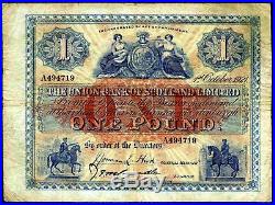 Union Bank of Scotland. One Pound, A494719, 1-10-1921, Fine