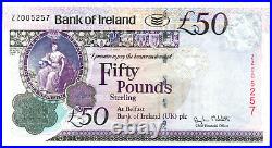 VERY SCARCE Bank of Ireland £50 pound banknotes Belfast 2013 also ZZ replacement