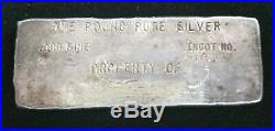 Vintage Poured One Pound Silver Bar. 999 PROPERTY OF 449.3g