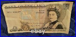 Vintage Retro Old Rare £5 Note Duke of Wellington Retro 5 Pounds White Notes